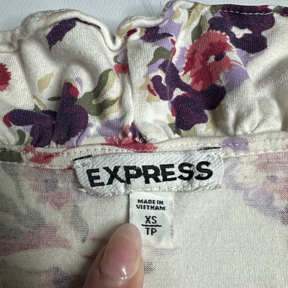Express XS Floral Ruffle Tank Top Cottagecore Balletcore Soft Girl Rayon - Picture 9 of 12